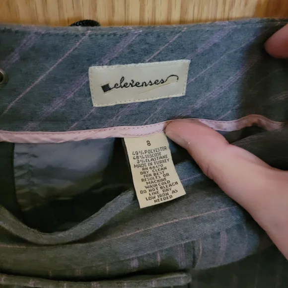 Anthropologie elevenses Grey Pin-Stripe Wide Leg Sailor Pants Size 8 - Picture 4 of 7